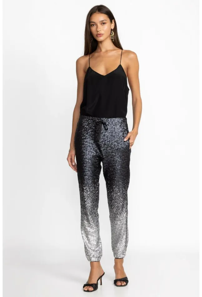 Women Sequin Black Simona Jogger Black Johnny Was Bottoms