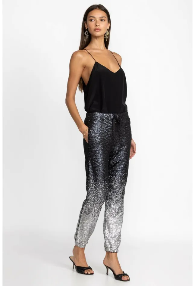 Women Sequin Black Simona Jogger Black Johnny Was Bottoms