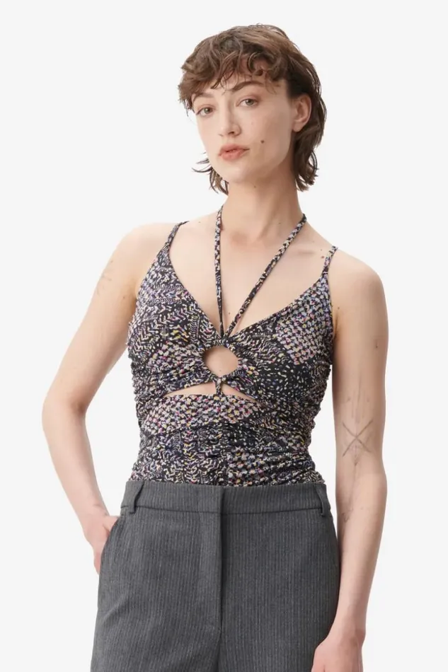 Women Shirts and Blouses Lala Berlin Top Tamiki Viscose Mix Heritage Star Black
