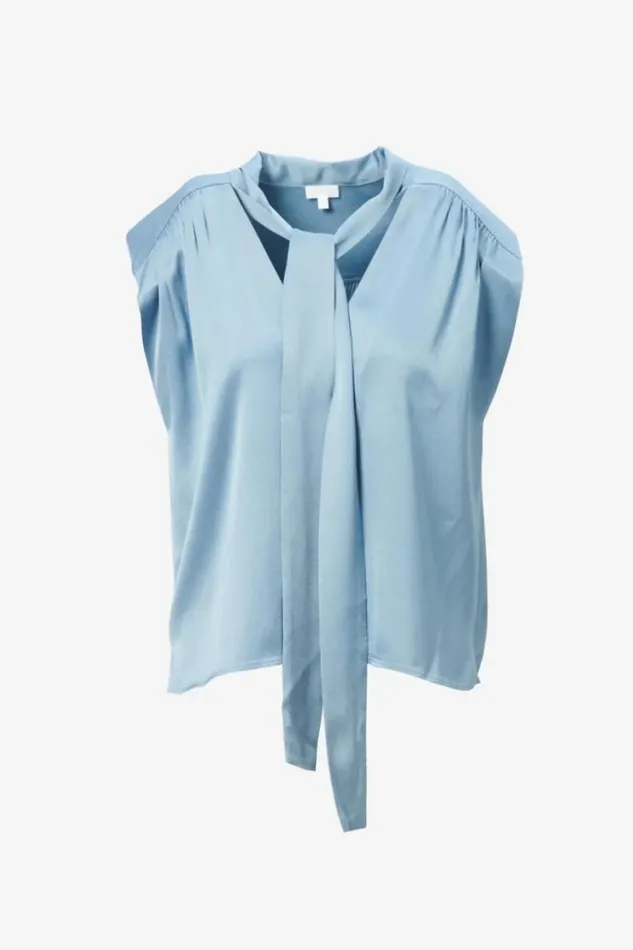 Women Shirts and Blouses Lala Berlin Top Tracey Viscose Mix Faded Denim Women Shirts and Blouses Lala Berlin Top Tracey Viscose Mix Faded Denim
