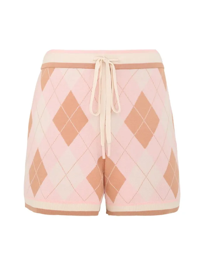 Women Shorts and Pants Zimmermann Acacia Argyle Knit Short Pink Argyle