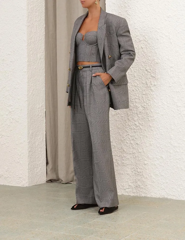 Women Shorts and Pants Zimmermann Crush Check Wide Leg Pant Check