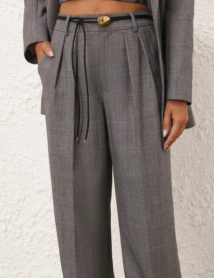 Women Shorts and Pants Zimmermann Crush Check Wide Leg Pant Check