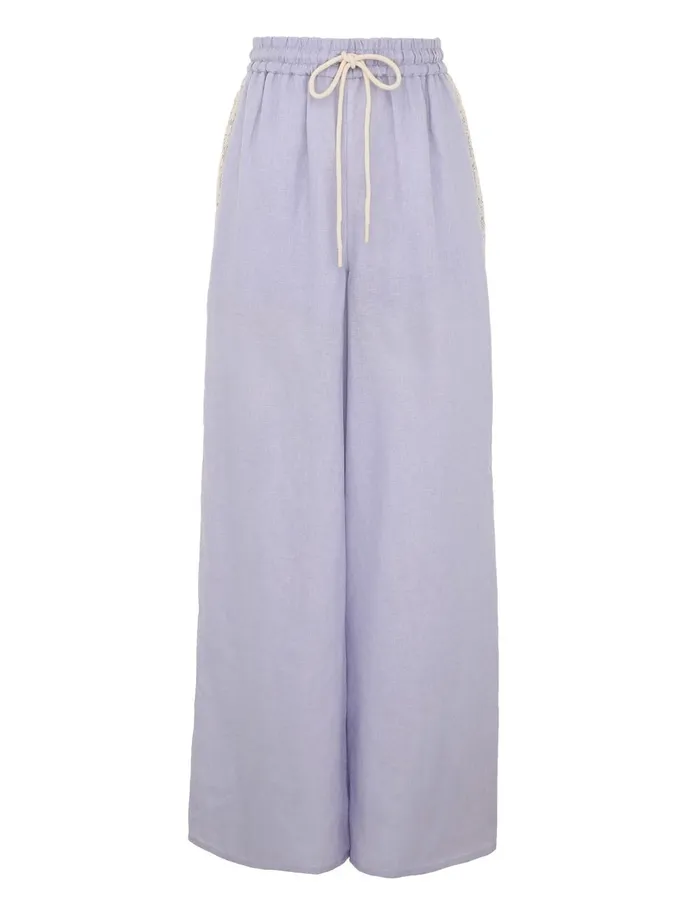 Women Shorts and Pants Zimmermann Everley Lace Trim Pant Dusty Blue