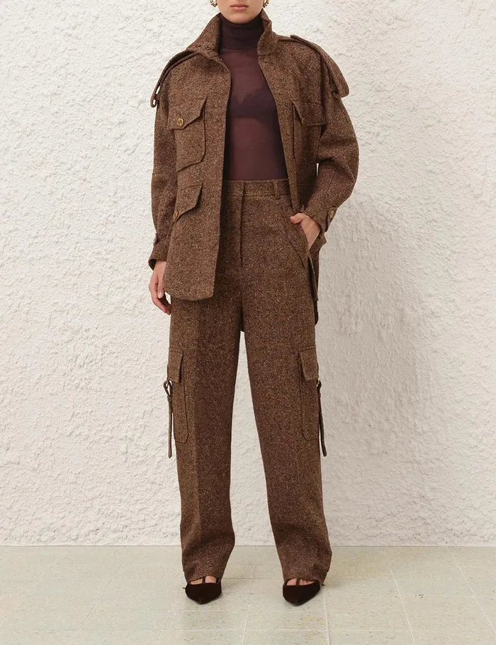 Women Shorts and Pants Zimmermann Illustration Tweed Pant Brown Multi