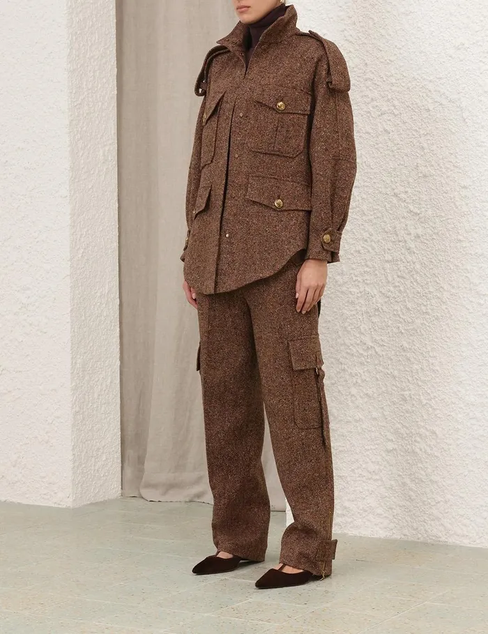 Women Shorts and Pants Zimmermann Illustration Tweed Pant Brown Multi