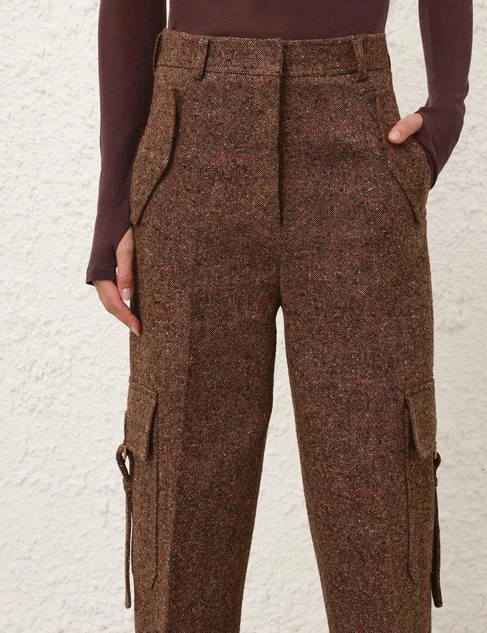 Women Shorts and Pants Zimmermann Illustration Tweed Pant Brown Multi
