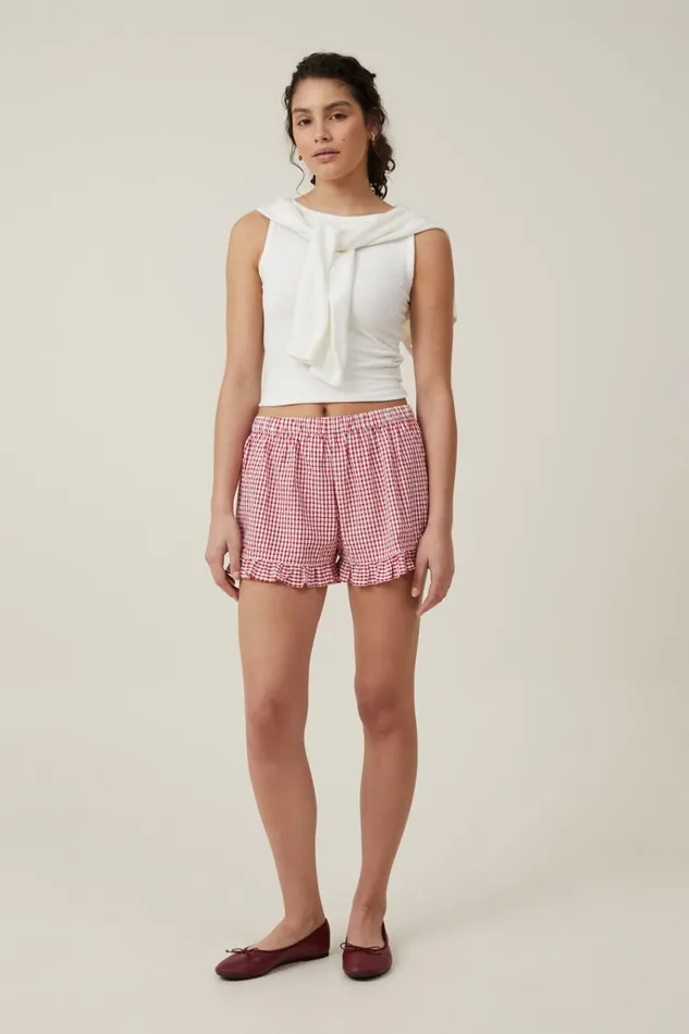 Women Shorts Cotton On Eden Bloomer Short Picnic Gingham Red