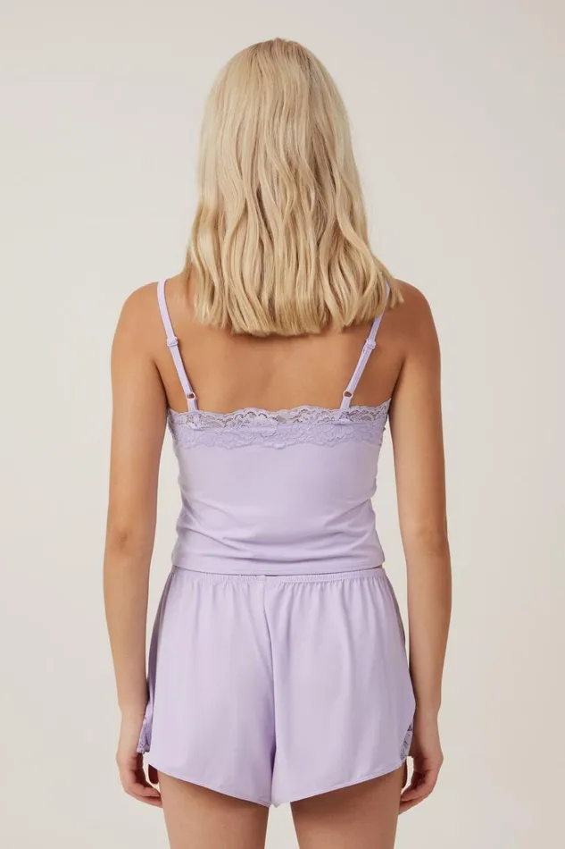 Women Shorts Cotton On Soft Lounge Lace Trim Short Purple Rose