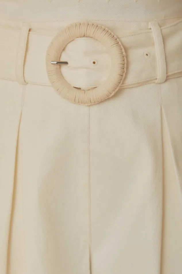 Women Shorts Farm Rio White Festone Belted Shorts
