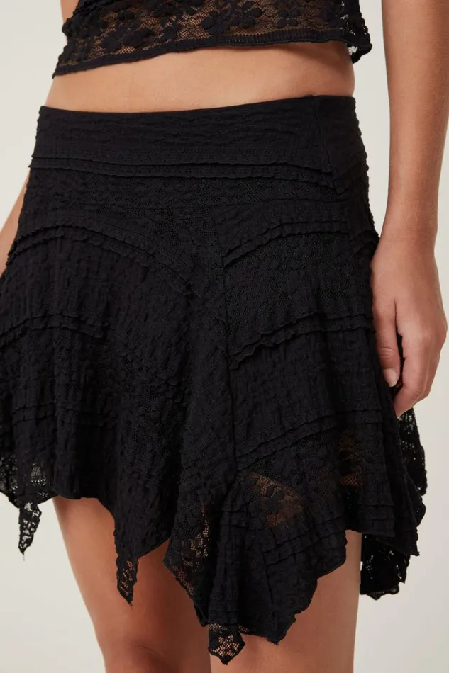 Women Skirts Cotton On Eden Hanky Hem Mini Skirt Black