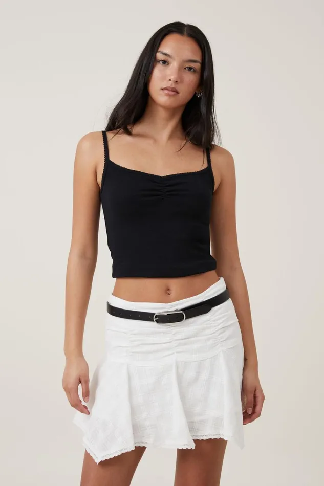 Women Skirts Cotton On Millie Hanky Hem Mini Skirt Cream