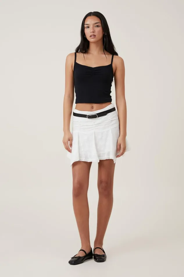 Women Skirts Cotton On Millie Hanky Hem Mini Skirt Cream