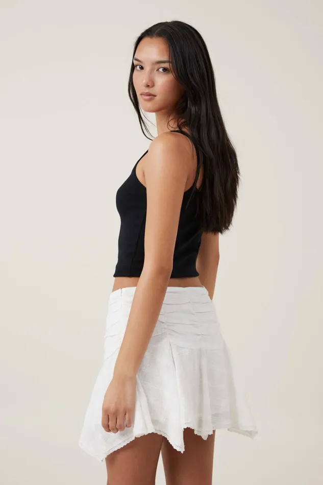 Women Skirts Cotton On Millie Hanky Hem Mini Skirt Cream