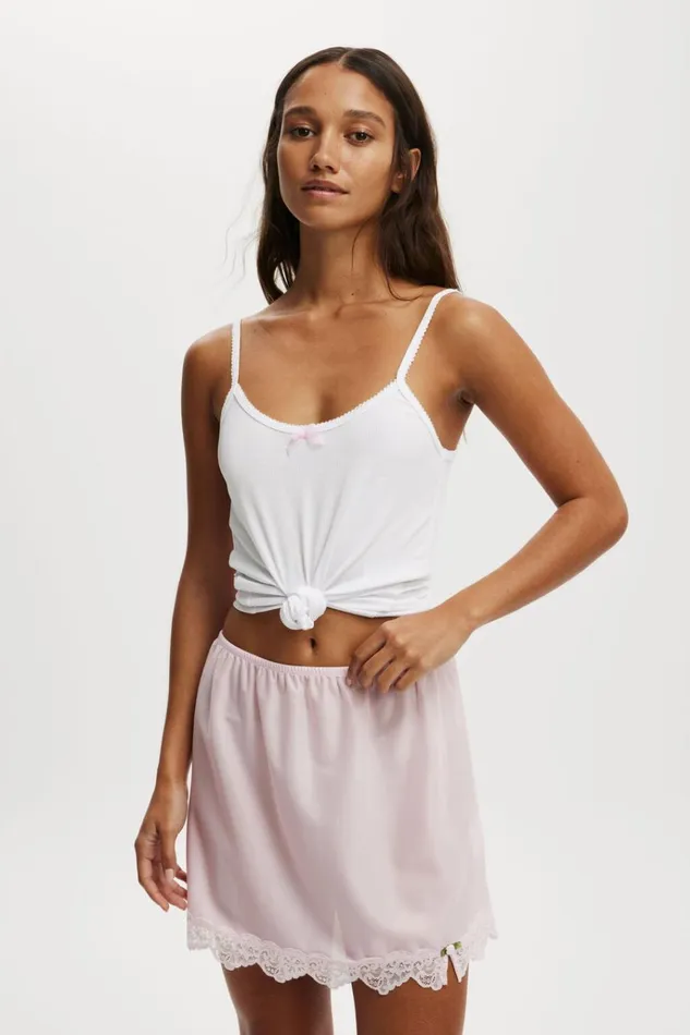 Women Skirts Cotton On Mini Slip Skirt With Lace French Fairytale