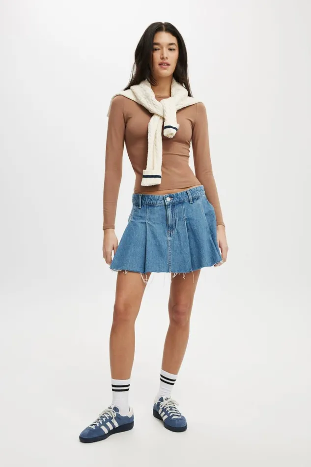 Women Skirts Cotton On Pleated Denim Mini Skirt Blue Haze Women Skirts Cotton On Pleated Denim Mini Skirt Blue Haze