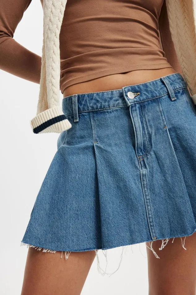 Women Skirts Cotton On Pleated Denim Mini Skirt Blue Haze Women Skirts Cotton On Pleated Denim Mini Skirt Blue Haze