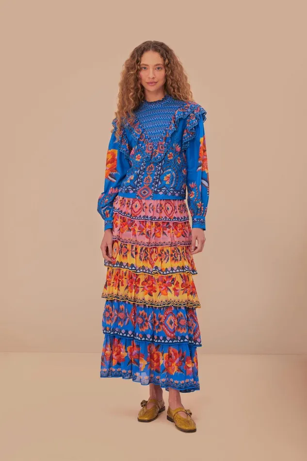 Women Skirts Farm Rio Blue Lucy Floral Ainika Maxi Skirt