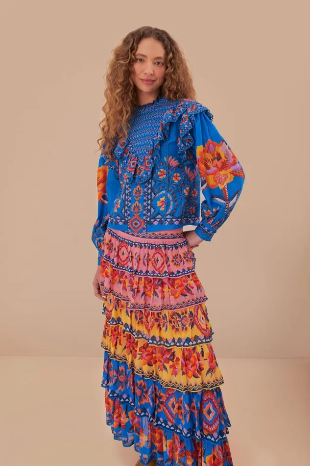 Women Skirts Farm Rio Blue Lucy Floral Ainika Maxi Skirt
