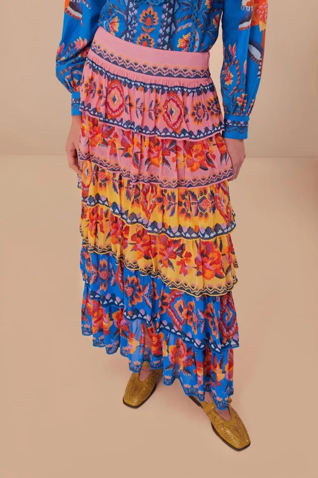 Women Skirts Farm Rio Blue Lucy Floral Ainika Maxi Skirt