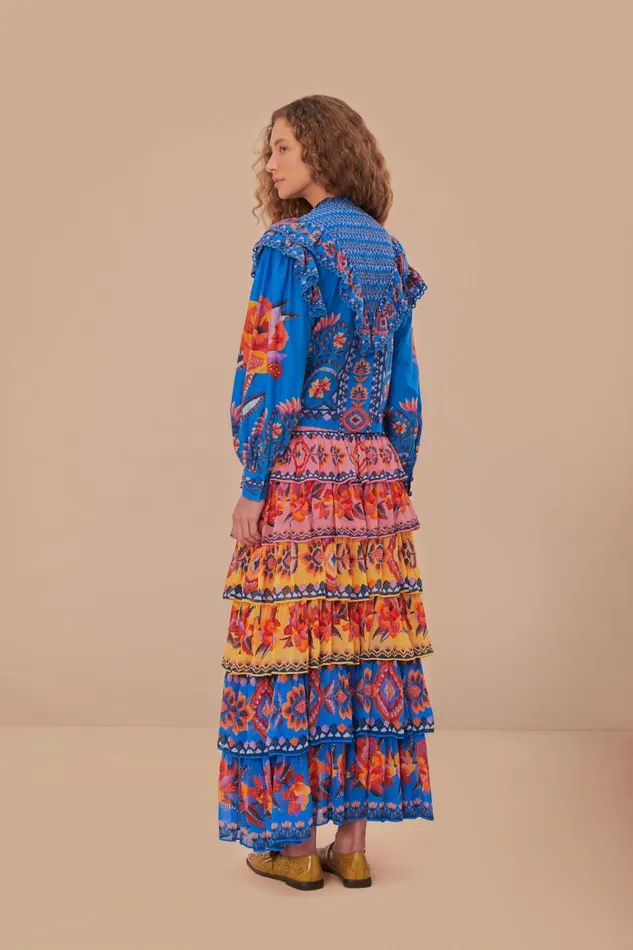 Women Skirts Farm Rio Blue Lucy Floral Ainika Maxi Skirt