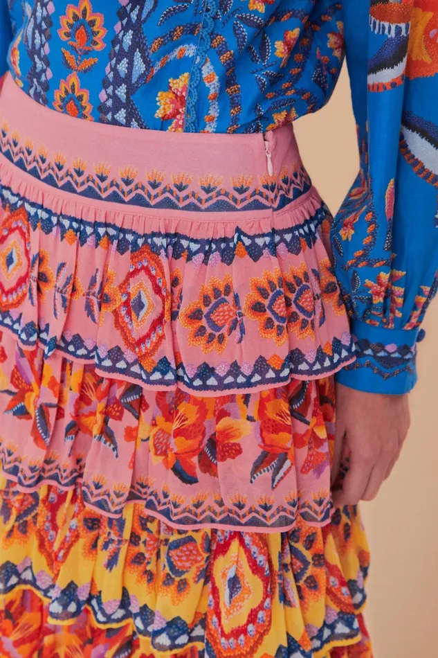 Women Skirts Farm Rio Blue Lucy Floral Ainika Maxi Skirt