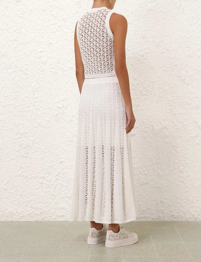 Women Skirts Zimmermann Wylie Flared Knit Skirt Ivory