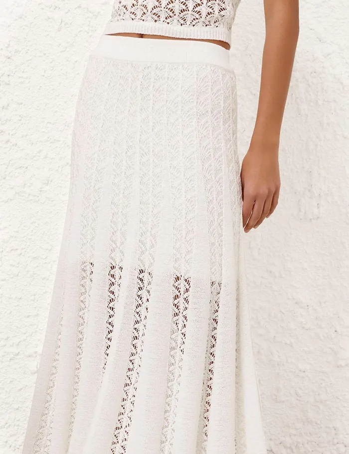 Women Skirts Zimmermann Wylie Flared Knit Skirt Ivory