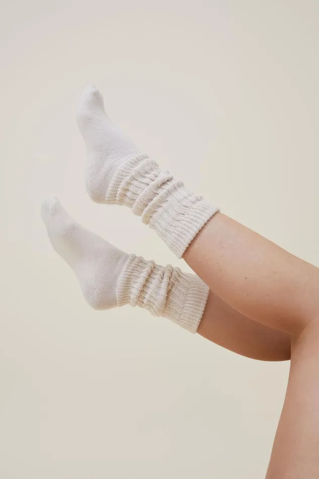 Women Socks Cotton On 90 S Scrunch Sock Ecru
