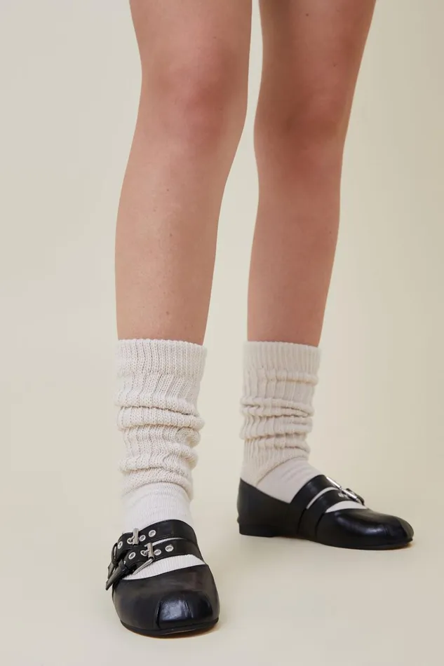 Women Socks Cotton On 90 S Scrunch Sock Ecru