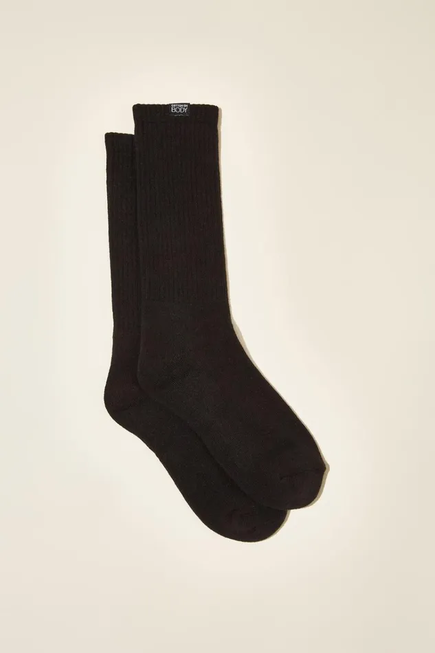 Women Socks Cotton On Active Tube Sock Black Pip