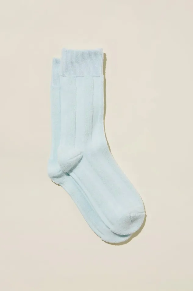 Women Socks Cotton On Terry Icon Sock Vista Bluestripe