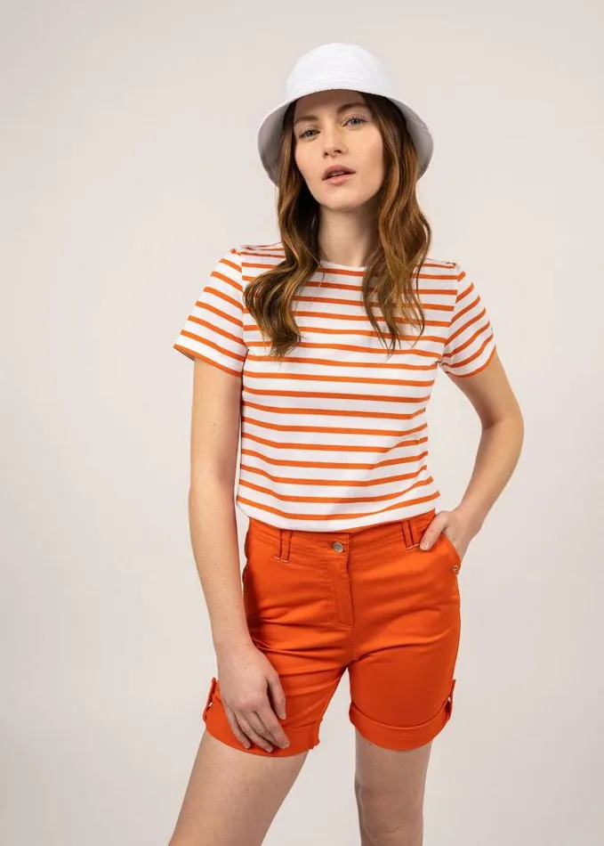 Women Summer Collection Saint James ETRILLE White Neon Orange
