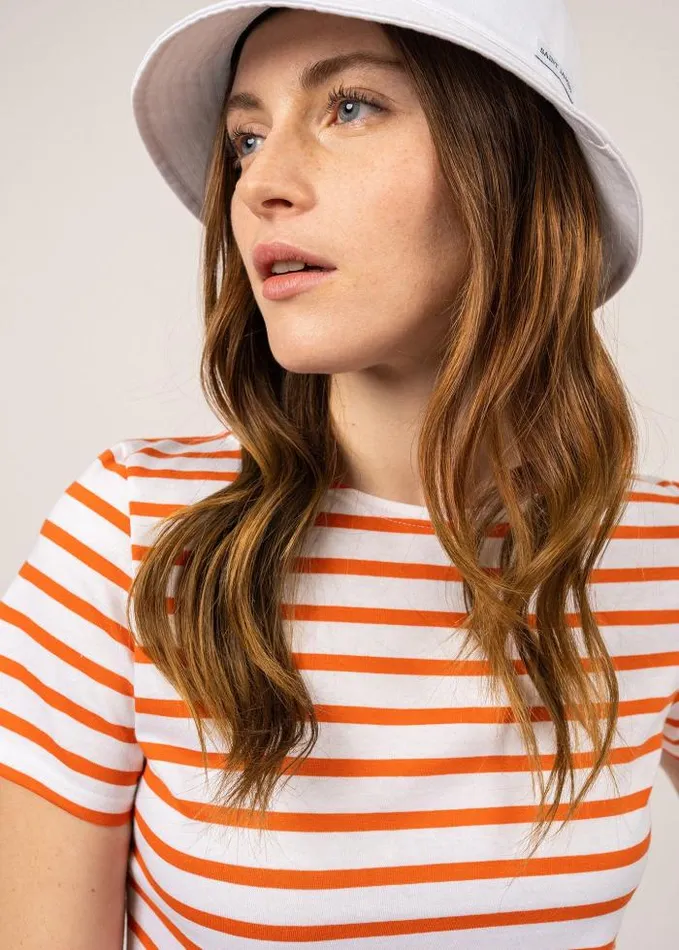Women Summer Collection Saint James ETRILLE White Neon Orange