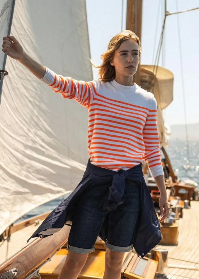 Women Summer Collection Saint James ROCHEFORT Ivory Neon Orange