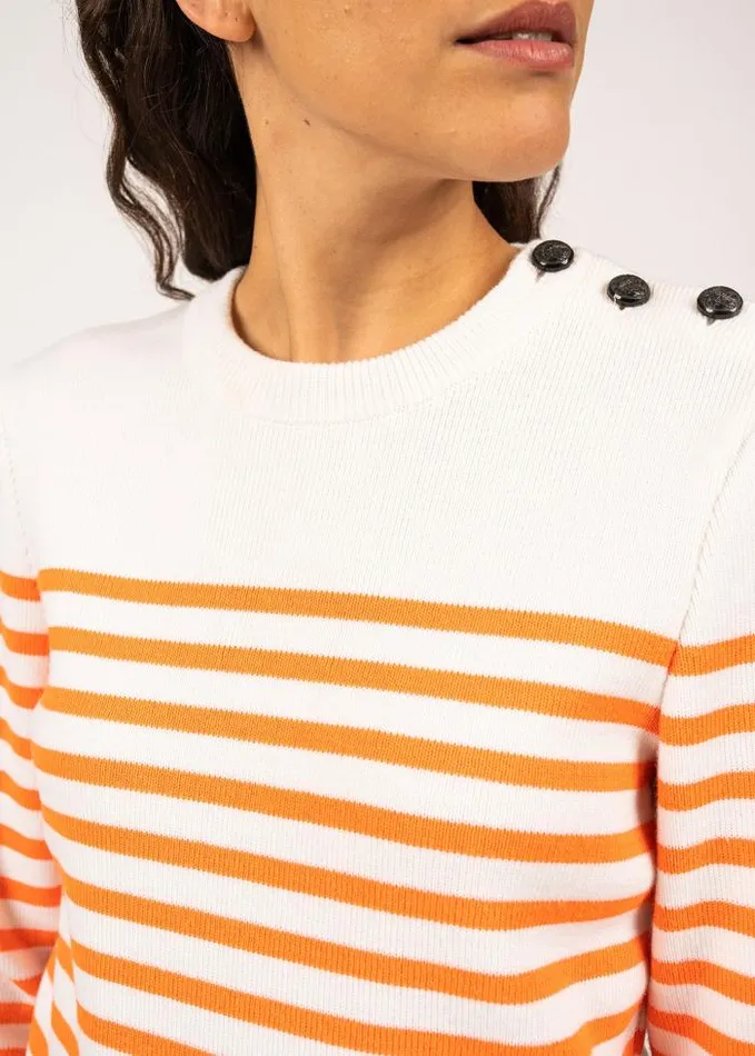 Women Summer Collection Saint James ROCHEFORT Ivory Neon Orange