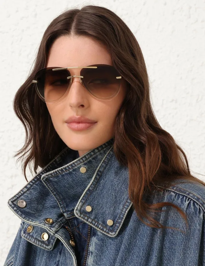 Women Sunglasses Zimmermann Gleam Aviator Caramel
