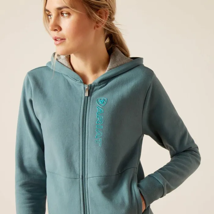 Women Sweatshirts and Hoodies Ariat Team Logo Full Zip Hoodie Glacier Lake
