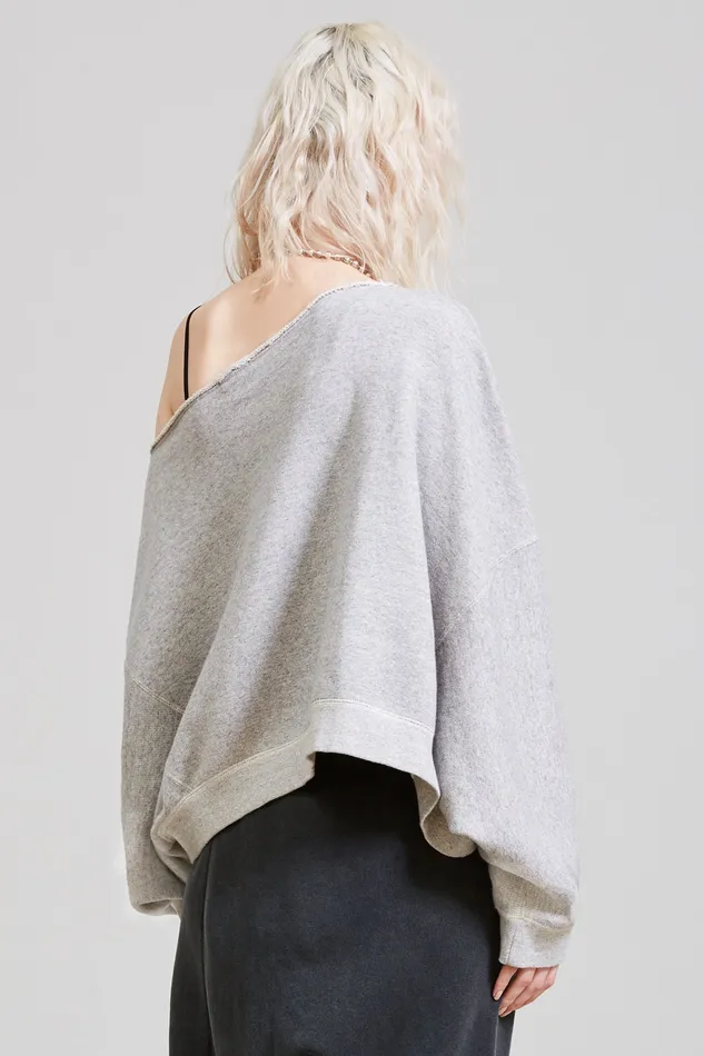 Women Sweatshirts R13 Off Shoulder Patti Sweatshirt 8211 Heather Grey Women Sweatshirts R13 Off Shoulder Patti Sweatshirt 8211 Heather Grey
