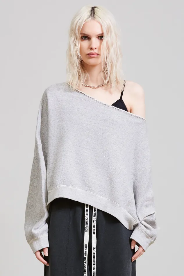 Women Sweatshirts R13 Off Shoulder Patti Sweatshirt 8211 Heather Grey Women Sweatshirts R13 Off Shoulder Patti Sweatshirt 8211 Heather Grey