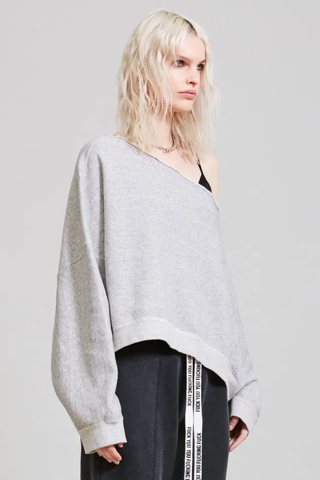 Women Sweatshirts R13 Off Shoulder Patti Sweatshirt 8211 Heather Grey Women Sweatshirts R13 Off Shoulder Patti Sweatshirt 8211 Heather Grey