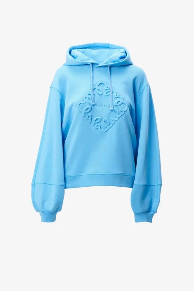 Women Sweatwear Lala Berlin Hoodie Ipalina Cotton Diamond Azure