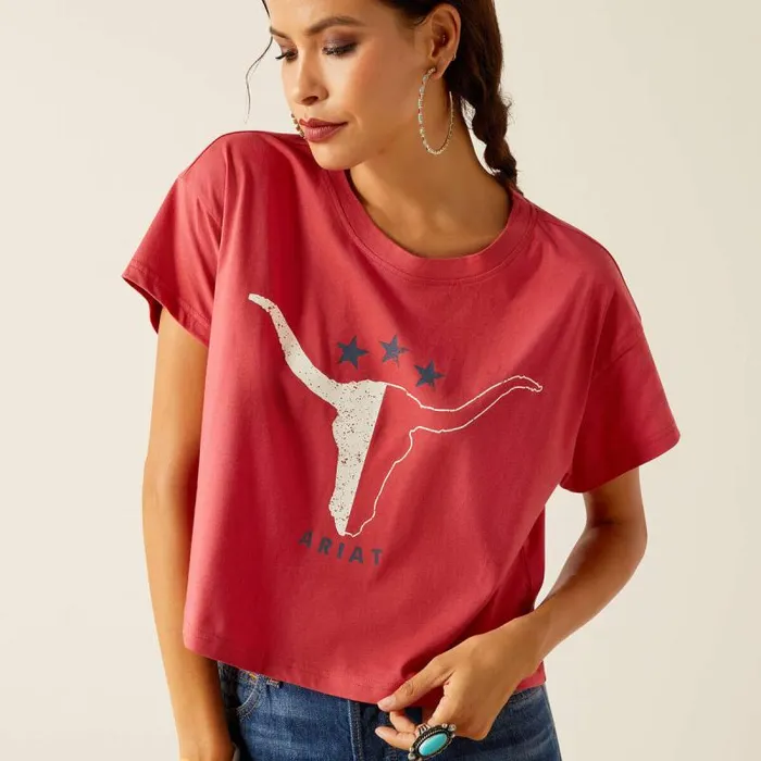 Women TShirts and Tops Ariat Lone Star TShirt Garnet Rose