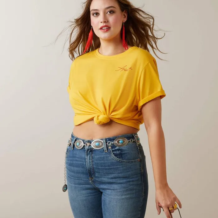 Women TShirts and Tops Ariat REAL Cool Cow Tee Yolk Yellow Women TShirts and Tops Ariat REAL Cool Cow Tee Yolk Yellow