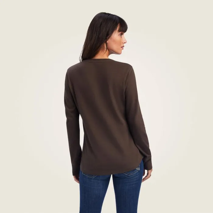 Women TShirts and Tops Ariat REAL Henley Shirt Brazil Nut Women TShirts and Tops Ariat REAL Henley Shirt Brazil Nut