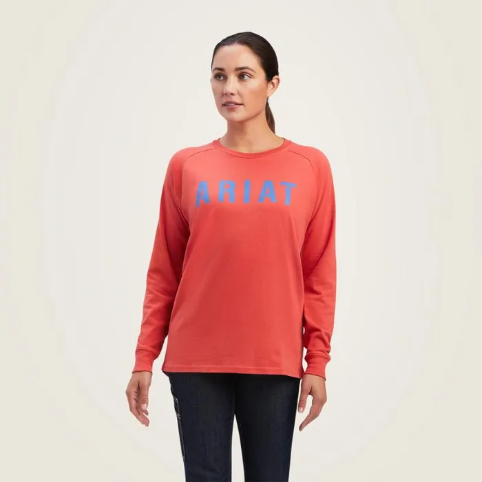 Women TShirts and Tops Ariat Rebar Cotton Strong Block TShirt Baked Apple True Navy
