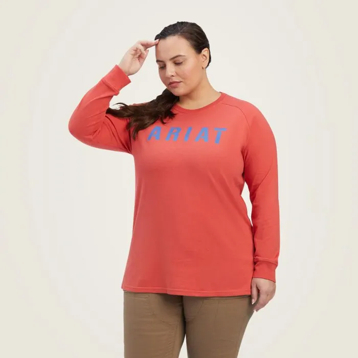 Women TShirts and Tops Ariat Rebar Cotton Strong Block TShirt Baked Apple True Navy