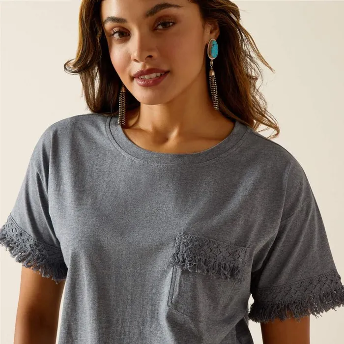 Women TShirts and Tops Ariat Tassel Top Slipstream Heather Women TShirts and Tops Ariat Tassel Top Slipstream Heather