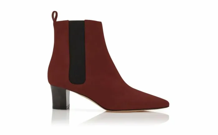 Women Terracotta Red Suede Ankle Boots Manolo Blahnik Boots