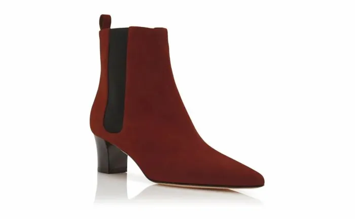 Women Terracotta Red Suede Ankle Boots Manolo Blahnik Boots